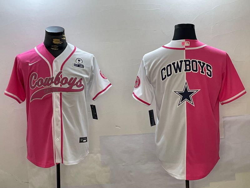 Men Dallas Cowboys Blank white pink Joint Name 2024 Nike Limited NFL Jersey style 9->dallas cowboys->NFL Jersey